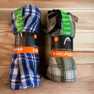 HEAD Flannel Lounge Pants Men's Size 2X (44-46) Plaid Drawstring Lot of 2 NEW